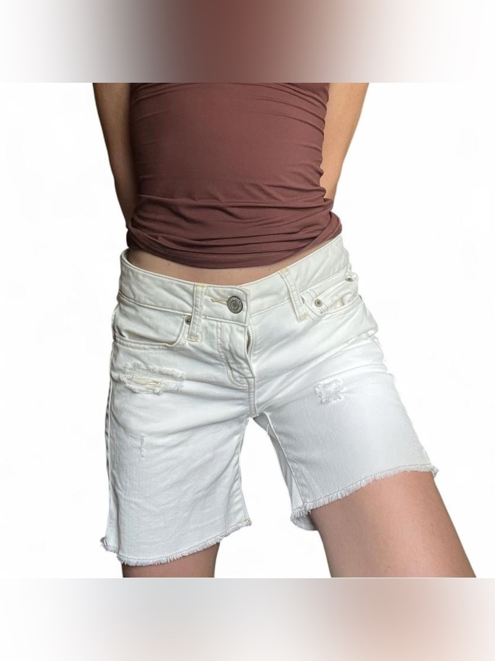 American Eagle Outfitters white cut off denim shorts